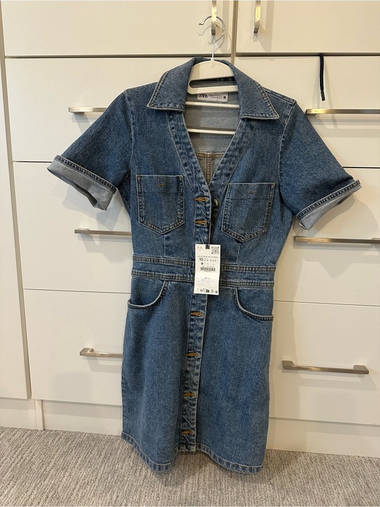 Zara Dresses & Skirts - Zara Blue Denim Button-Front Mini Dress